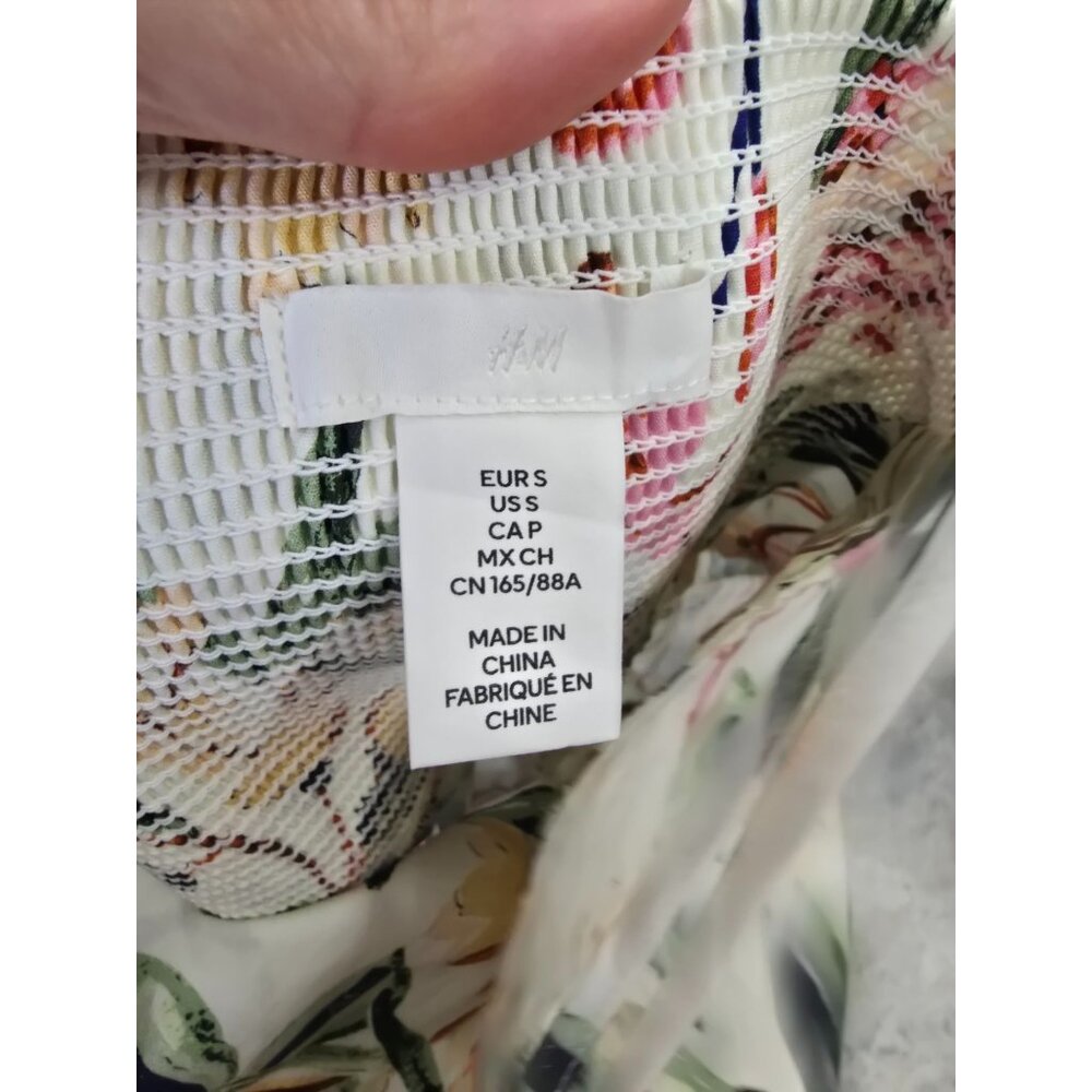 H&M Womens Floral Smocked-Back Sundress Multicolor S Cotton Lightweight Mini - Picture 3 of 5